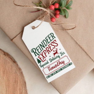REINDEER EXPRESS SPECIAL DELIVERY GIFT TAGS