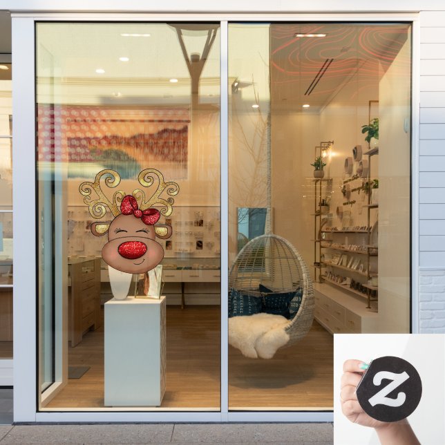 Reindeer face Christmas shop store window art (Store Window)