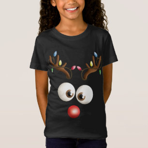 Reindeer face costume Funny Xmas Christmas Illustr T-Shirt