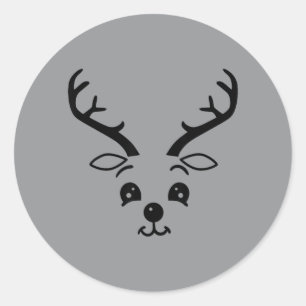 Reindeer Face Funny Cute Christmas Halloween Classic Round Sticker