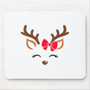 Reindeer Face Gles Christmas Costume Xmas Pajama G Mouse Pad