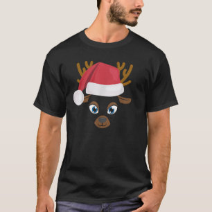Reindeer Face Graphic Christmas Reindeer Face Cost T-Shirt