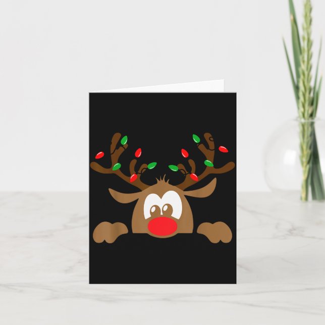 Reindeer Face Matching Family Christmas Deer Girl  Card (Front)