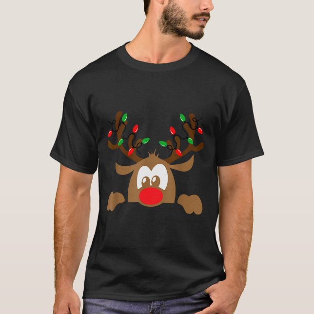 Reindeer Face Matching Family Christmas Deer Girl  T-Shirt (Front)