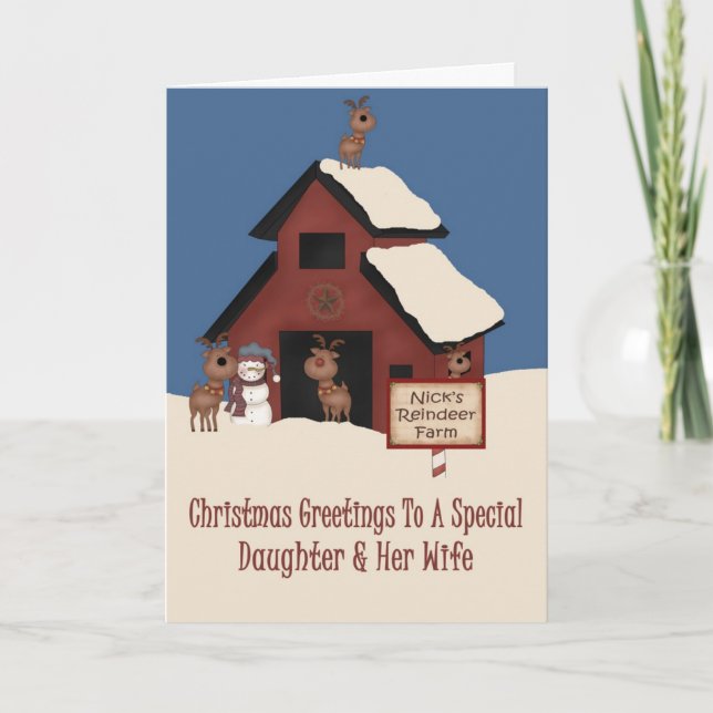 Reindeer Farm Daughter & Wife Christmas Holiday Card (Front)