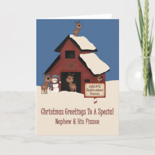 Reindeer Farm Nephew & Fiance Christmas Holiday Card