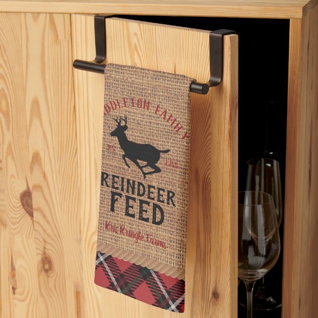 Reindeer Feed - Personalise Tea Towel (Thirds Fold)