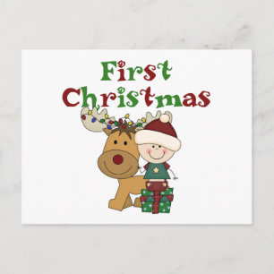 Reindeer First Christmas T-shirts and Gifts Holiday Postcard