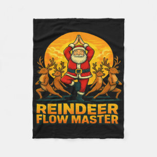 Reindeer Flow Master Yoga Santa Christmas Holiday Fleece Blanket
