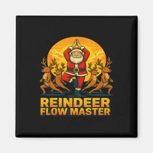 Reindeer Flow Master Yoga Santa Christmas Holiday Magnet