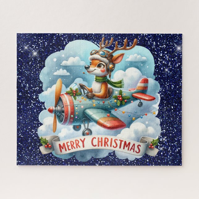 Reindeer Flying Aeroplane Puzzle (Horizontal)