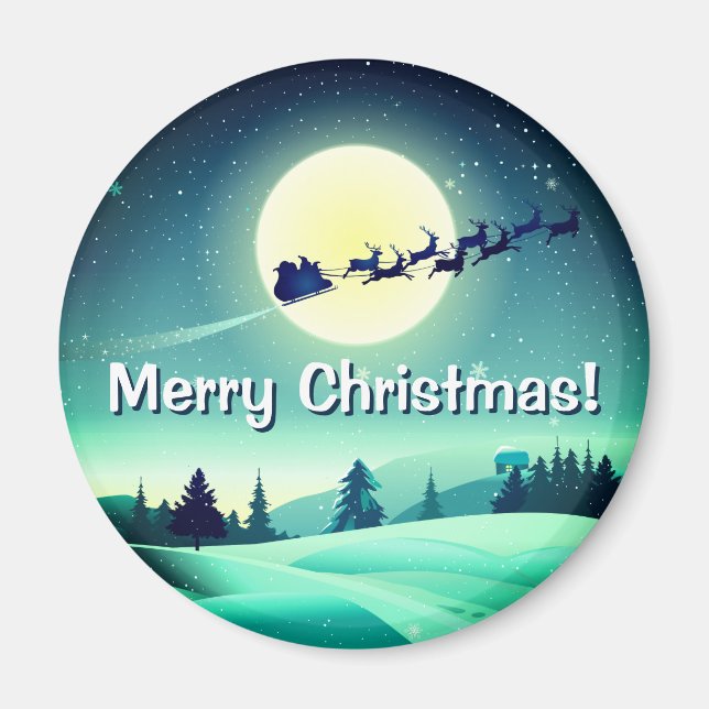 Reindeer Flying Sleigh Magnet (Front)