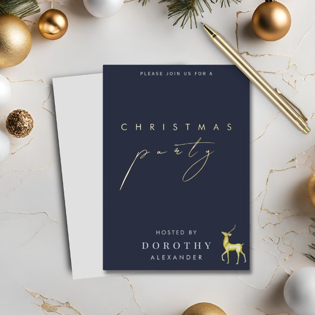 Reindeer Foil Christmas Party Invitation (Creator Uploaded)