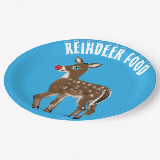 Reindeer Food Blue-eyed Reindeer  Paper Plate (Angled)