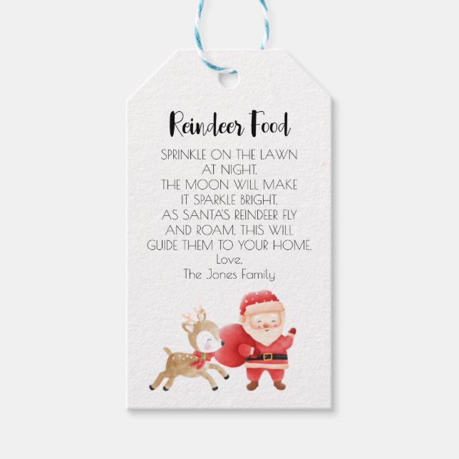 Reindeer Food Personalised Gift Tag (Front)