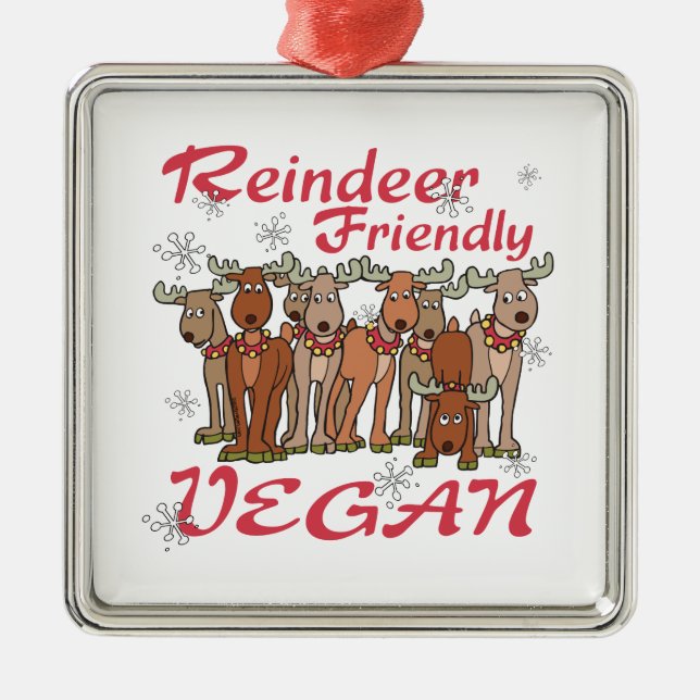 Reindeer Friendly Vegan Ornament (Front)