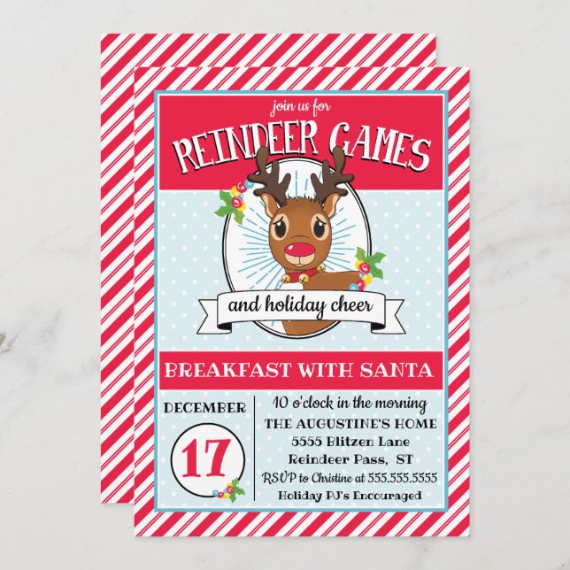 Reindeer Games Christmas Party Invitation (Front/Back)