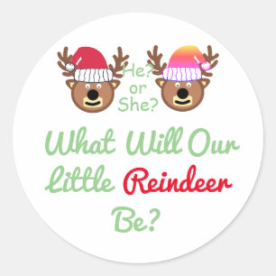 Reindeer Gender Reveal Classic Round Sticker