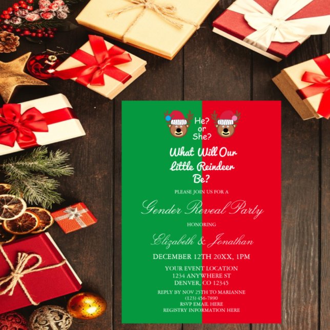 Reindeer Gender Reveal Invitation (Creator Uploaded)