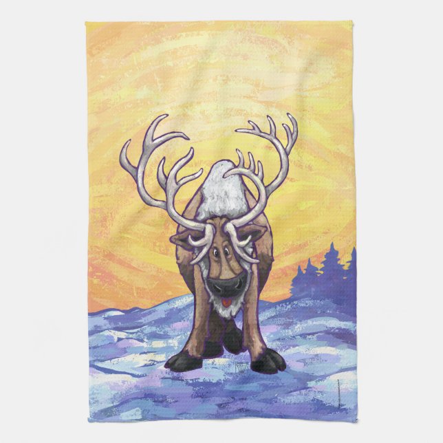 Reindeer Gifts & Accessories Tea Towel (Vertical)