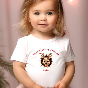 Reindeer Girl Breaking Through Name Christmas Toddler T-Shirt