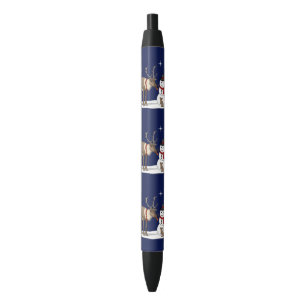 Reindeer Giving Rabbit Snowman Carrot Nose Black Ink Pen