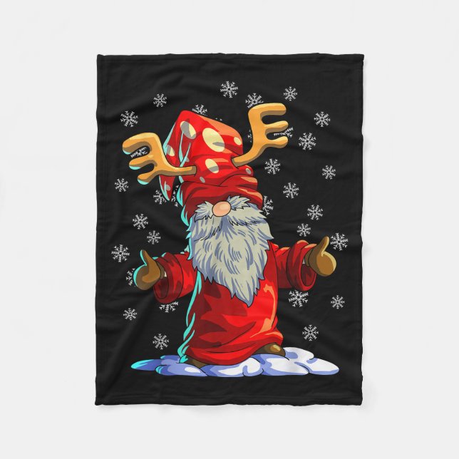 Reindeer Gnome Shirt Men Women Buffalo Plaid Red C Fleece Blanket (Front)
