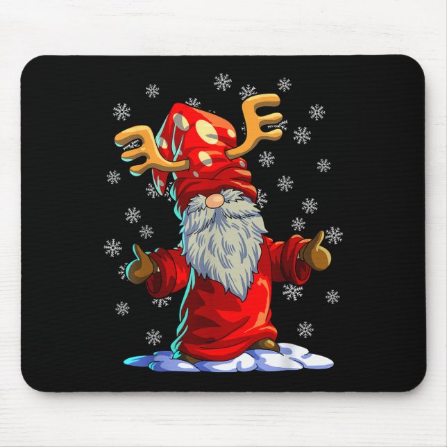 Reindeer Gnome Shirt Men Women Buffalo Plaid Red C Mouse Pad (Front)