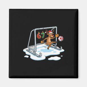 Reindeer Goalie 67 Soccer Net Funny Christmas Spor Magnet