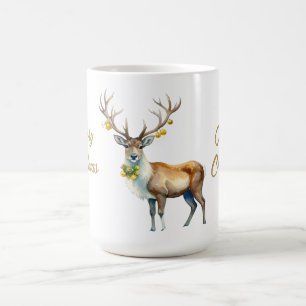 Reindeer Gold Baubles Merry Christmas Coffee Mug