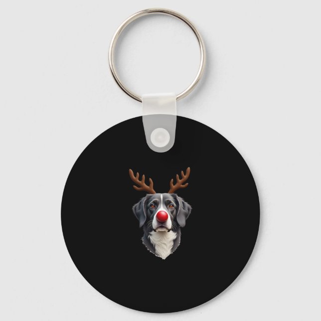 Reindeer Great Dane Christmas Great Dane Dog Mom D Key Ring (Front)