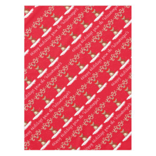 Reindeer Happy Holidays personalised family name Tablecloth