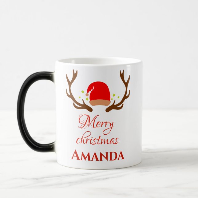 Reindeer hat- Merry christmas   Magic Mug (Left)
