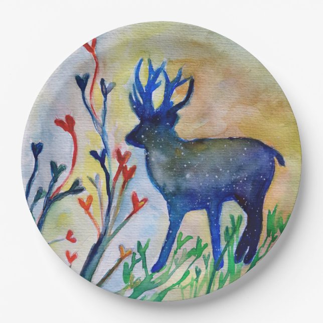 Reindeer Hearts Love Custom Paper Plates 9 in (Front)