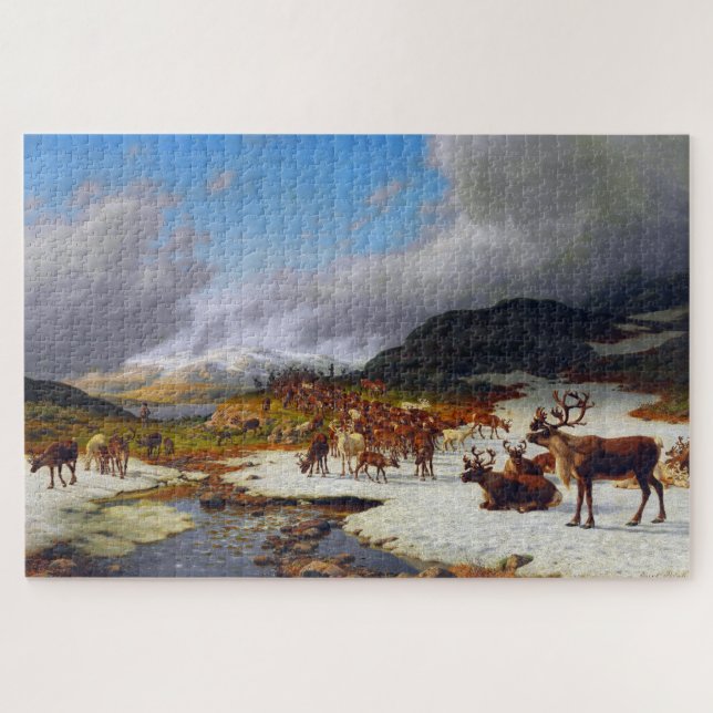 Reindeer Herd in the Mountains North of Røros Jigsaw Puzzle (Horizontal)