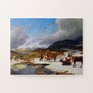 Reindeer Herd in the Mountains North of Røros Jigsaw Puzzle