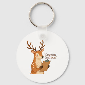 Reindeer holding clipboard & Corporate Christmas Key Ring