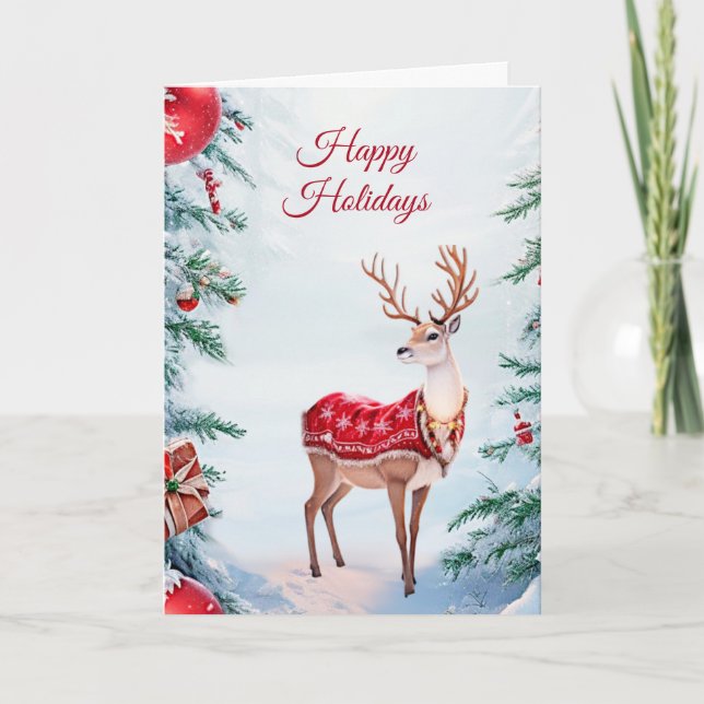 Reindeer Holiday Christmas Card (Front)