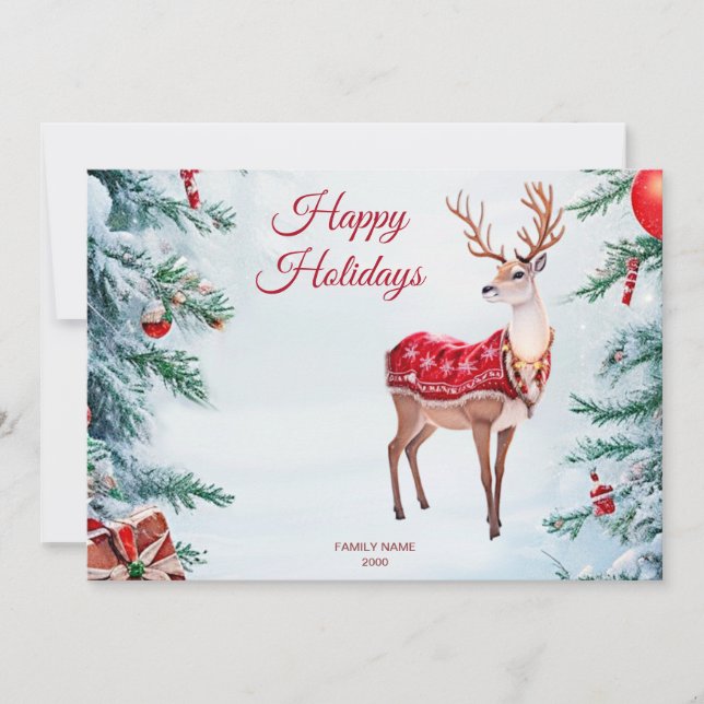 Reindeer Holiday Christmas Card (Front)