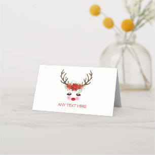Reindeer Holiday Christmas Party Food Tent Place Card