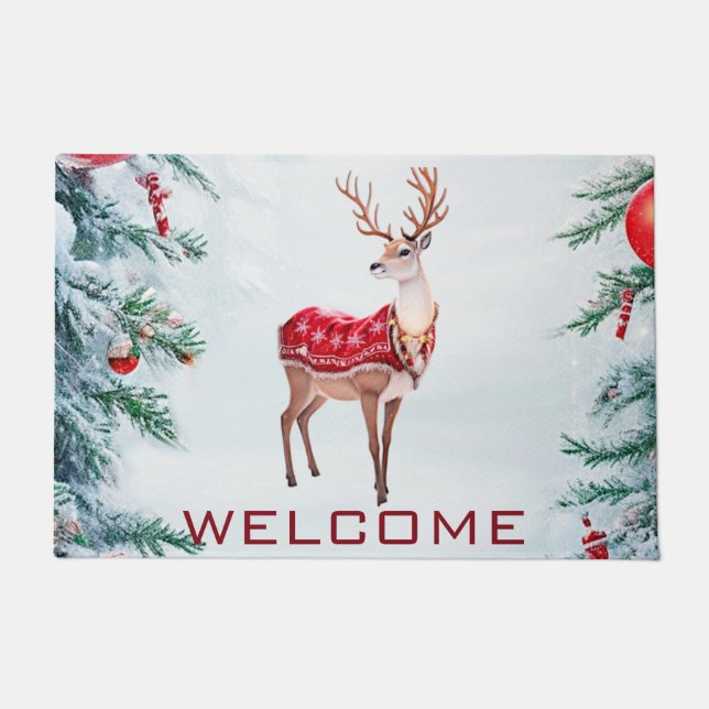 Reindeer Holiday Doormat (Front)