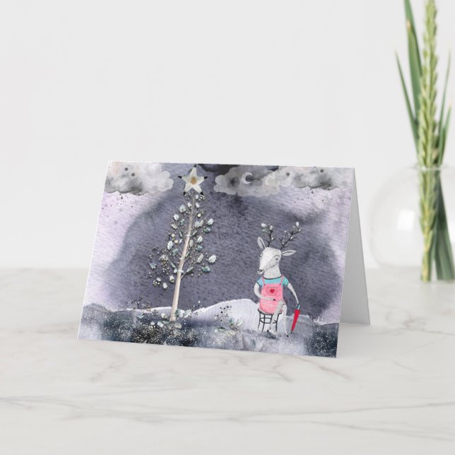 Reindeer Holiday Greeting Card (Front)