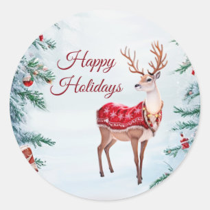 Reindeer Holiday Sticker