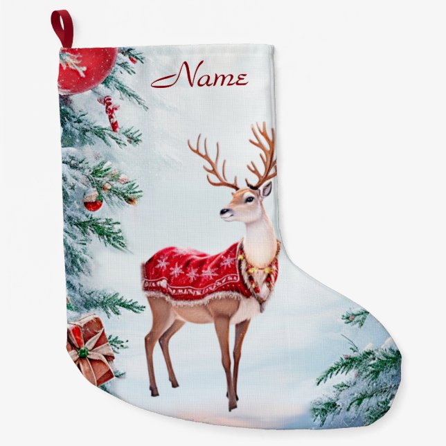  Reindeer Holiday Stocking (Front)