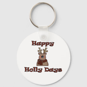 Reindeer Holly Days Tshirts and Gifts Key Ring