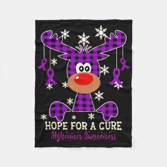 Reindeer Hope For A Cure Heimerheimer Awareness  Fleece Blanket (Front)