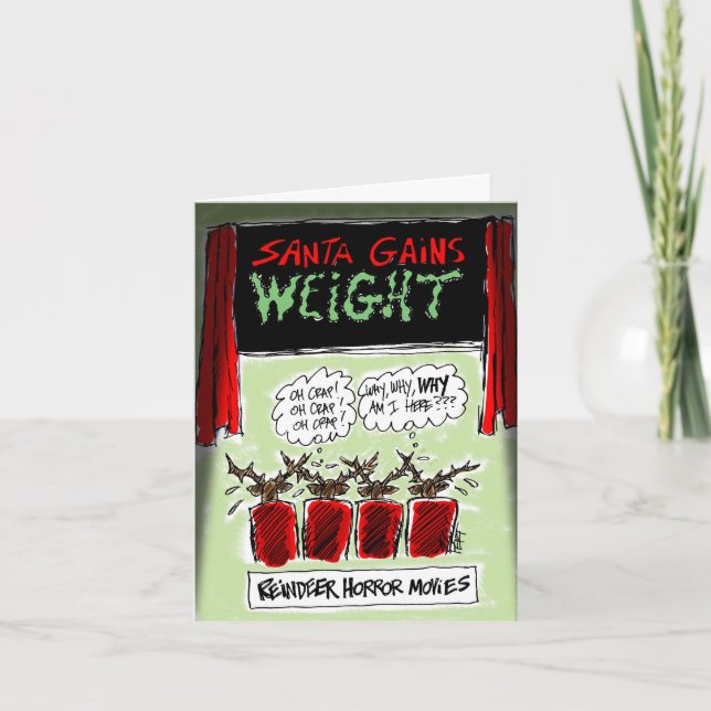 Reindeer Horror Movies Cartoon Christmas Card! Holiday Card (Front)