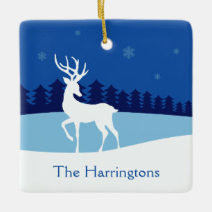 Reindeer illustration custom name ornament