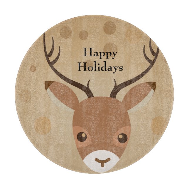 reindeer Illustration on a brown background   Cutting Board (Front)
