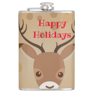 reindeer Illustration on a brown background  Flask
